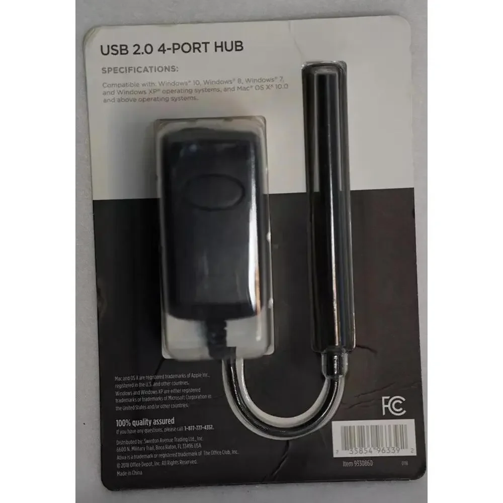 Ativa 4-Port hub USB 2.0-Charging Hub Black Model UH-118